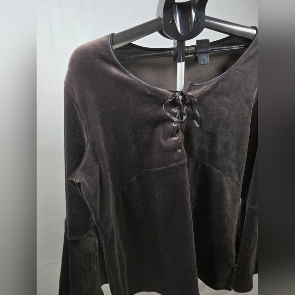 Vintage MKM Velour Whimsigoth Witchy Bell Sleeve Corset Top, XL - Picture 3 of 4